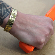 Load image into Gallery viewer, Brass Tibetan Bracelet - Wide Tribal Leaf