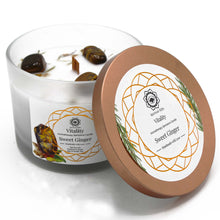 Load image into Gallery viewer, Sweet Ginger and Tiger Eye Gemstone Candle - Vitality