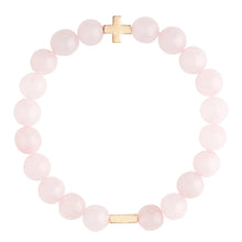 Load image into Gallery viewer, Rose Quartz & Gold Elastic Bracelet