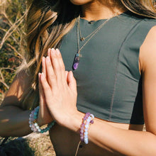 Load image into Gallery viewer, Amazonite & Gold Elastic Bracelet