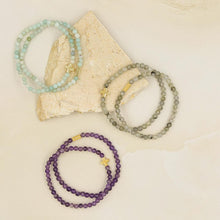 Load image into Gallery viewer, Lapis & Gold Elastic Bracelet Set Of 2