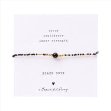 Load image into Gallery viewer, Iris Card Black Onyx Gold Colored Bracelet
