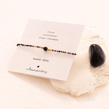 Load image into Gallery viewer, Iris Card Black Onyx Gold Colored Bracelet
