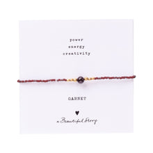 Load image into Gallery viewer, Iris Card Garnet Gold Colored Bracelet
