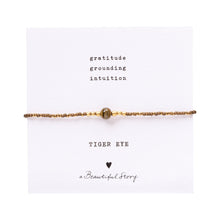 Load image into Gallery viewer, Iris Card Tiger Eye Gold Colored Bracelet
