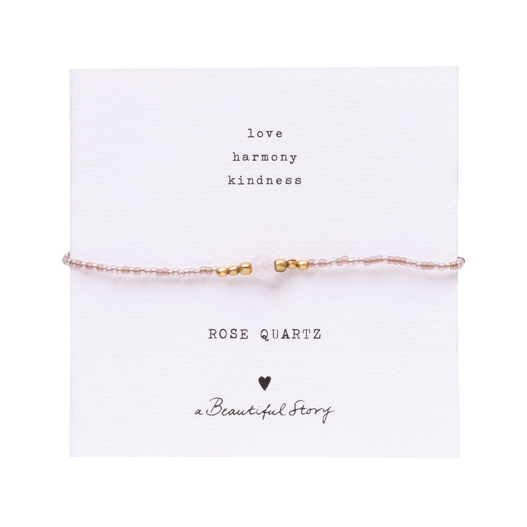 Iris Card Rose Quartz Gold Colored Bracelet