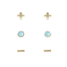 Load image into Gallery viewer, GOLD SET OF 3 EARRINGS - Amazonite
