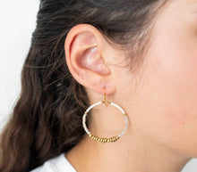 Load image into Gallery viewer, Colorblocked Brass Hoops Stardust
