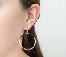 Load image into Gallery viewer, Colorblocked Brass Hoops Cream
