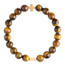 Load image into Gallery viewer, TIGER&#39;S EYE &amp; GOLD ELASTIC BRACELET
