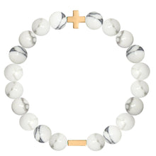 Load image into Gallery viewer, HOWLITE &amp; GOLD ELASTIC BRACELET
