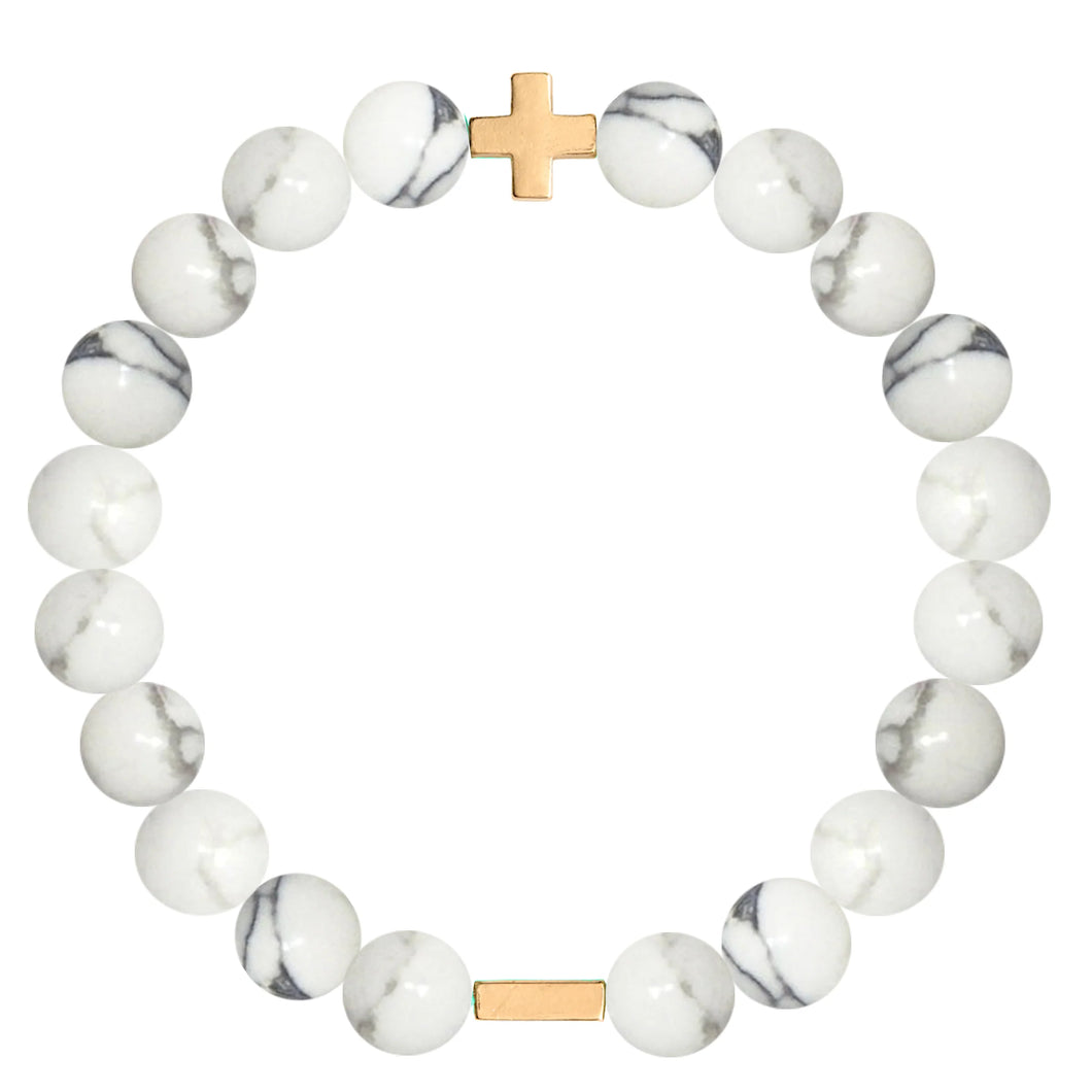 HOWLITE & GOLD ELASTIC BRACELET