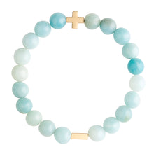 Load image into Gallery viewer, AMAZONITE &amp; GOLD ELASTIC BRACELET
