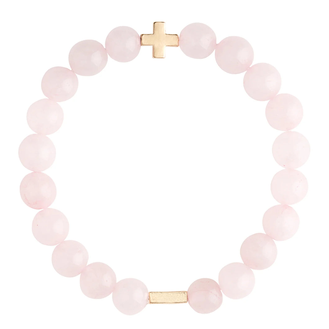 ROSE QUARTZ & GOLD ELASTIC BRACELET