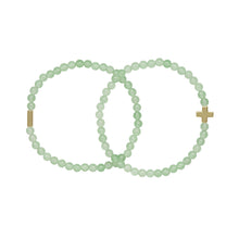 Load image into Gallery viewer, AVENTURINE &amp; GOLD ELASTIC BRACELET SET OF 2
