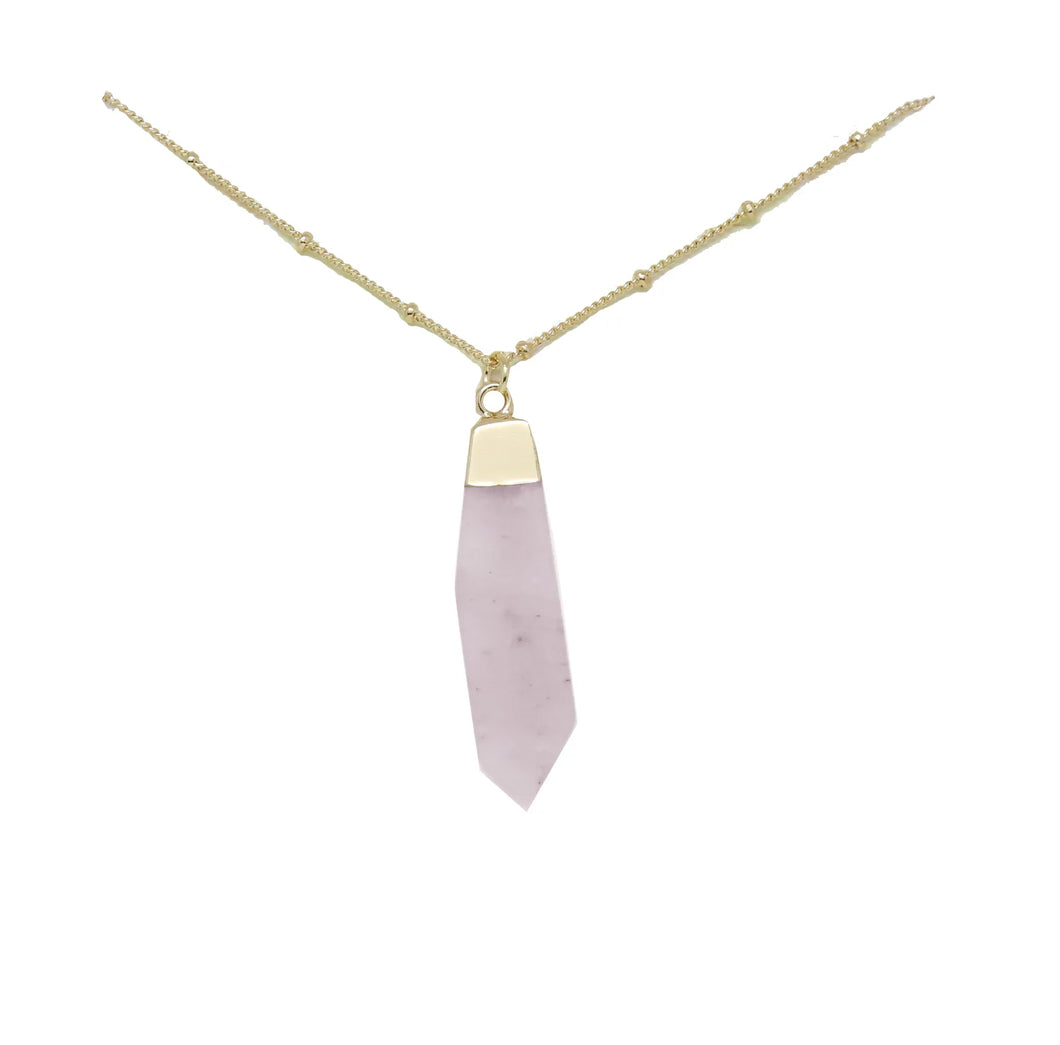 ROSE QUARTZ & GOLD PENDANT NECKLACE