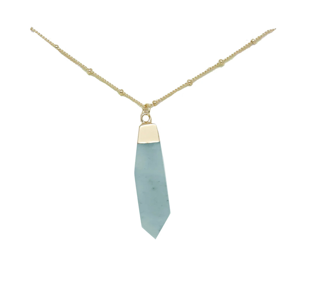 AMAZONITE & GOLD PENDANT NECKLACE