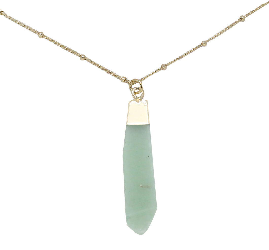 AVENTURINE & GOLD PENDANT NECKLACE