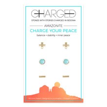 Load image into Gallery viewer, GOLD SET OF 3 EARRINGS - Amazonite
