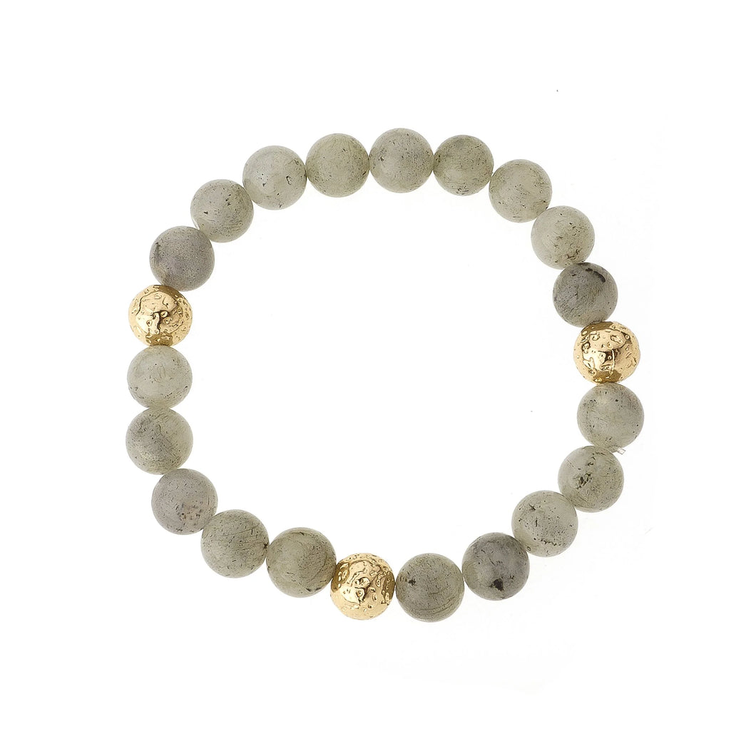 LABRADORITE & TRIPLE GOLD BRACELET