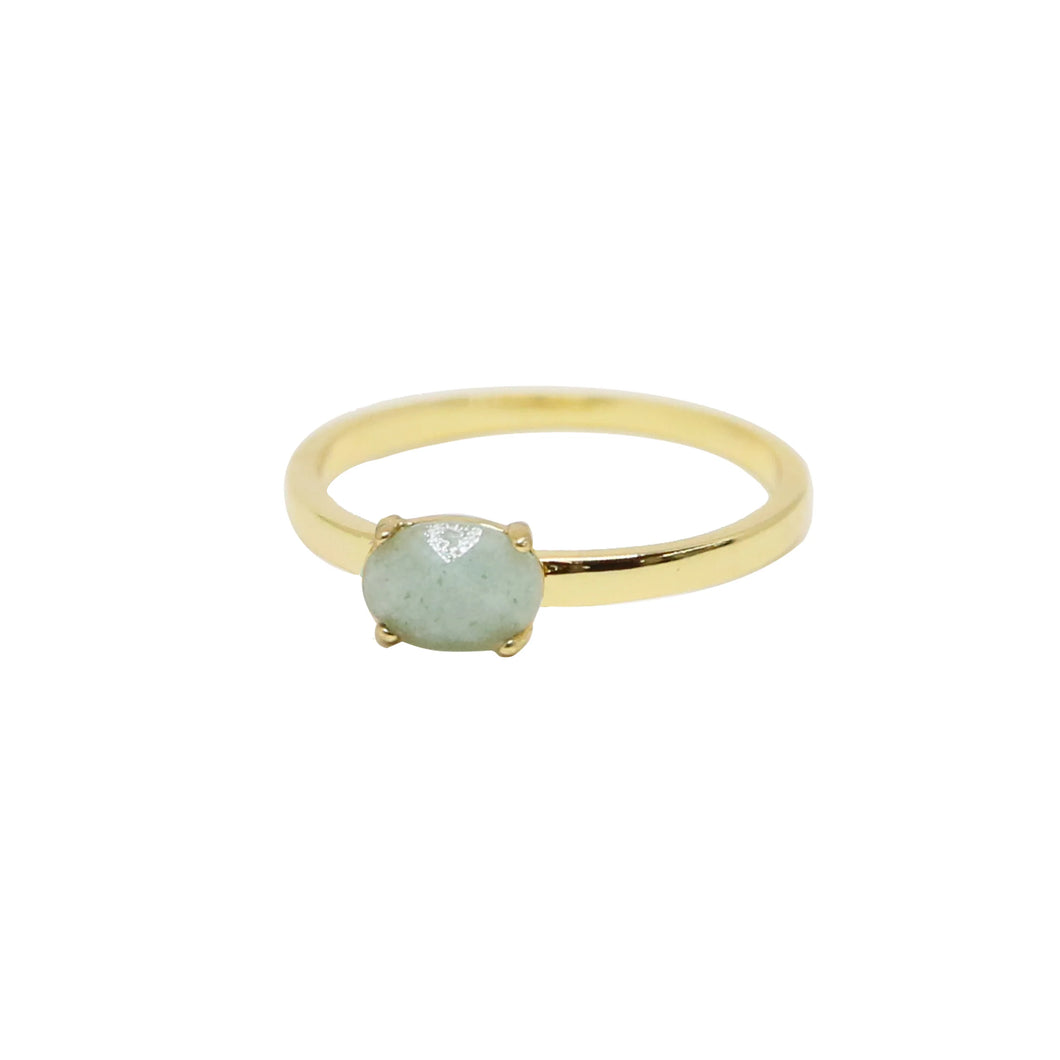 AMAZONITE & GOLD STACKING STONE RING