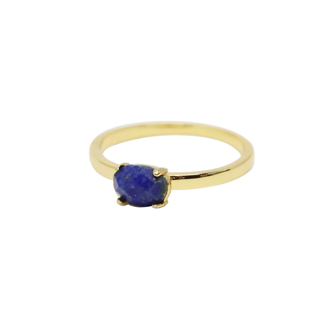 LAPIS & GOLD STACKING STONE RING