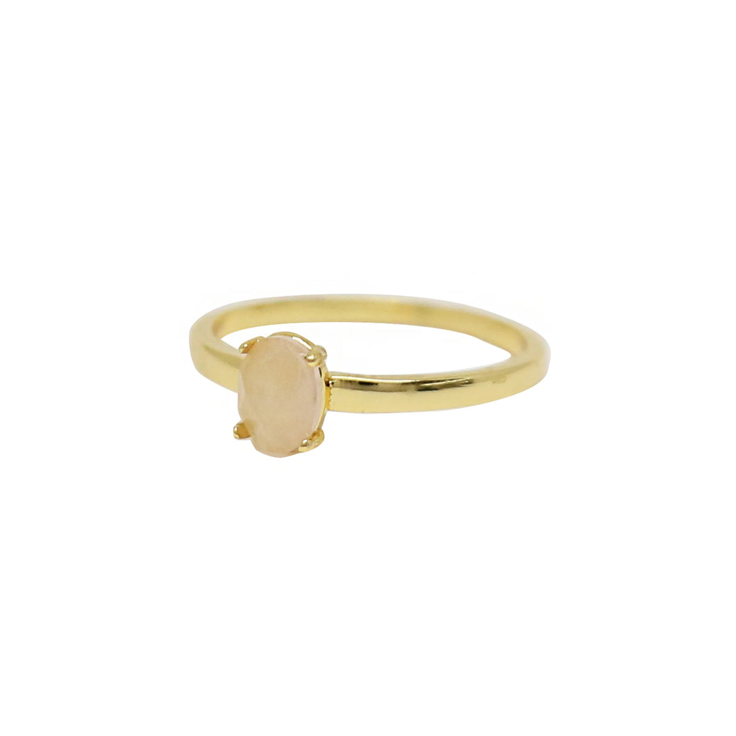 ROSE QUARTZ & GOLD STACKING STONE RING