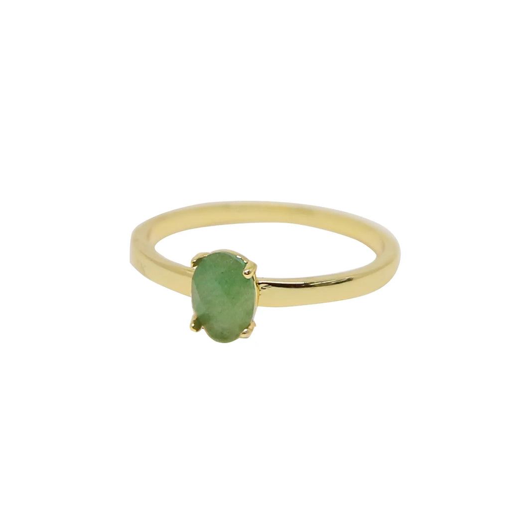 AVENTURINE & GOLD STACKING STONE RING