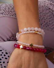 Load image into Gallery viewer, ROSE QUARTZ &amp; GOLD ELASTIC BRACELET
