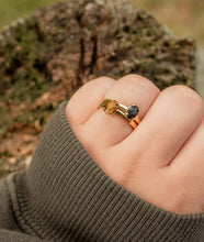 Load image into Gallery viewer, LAPIS &amp; GOLD STACKING STONE RING
