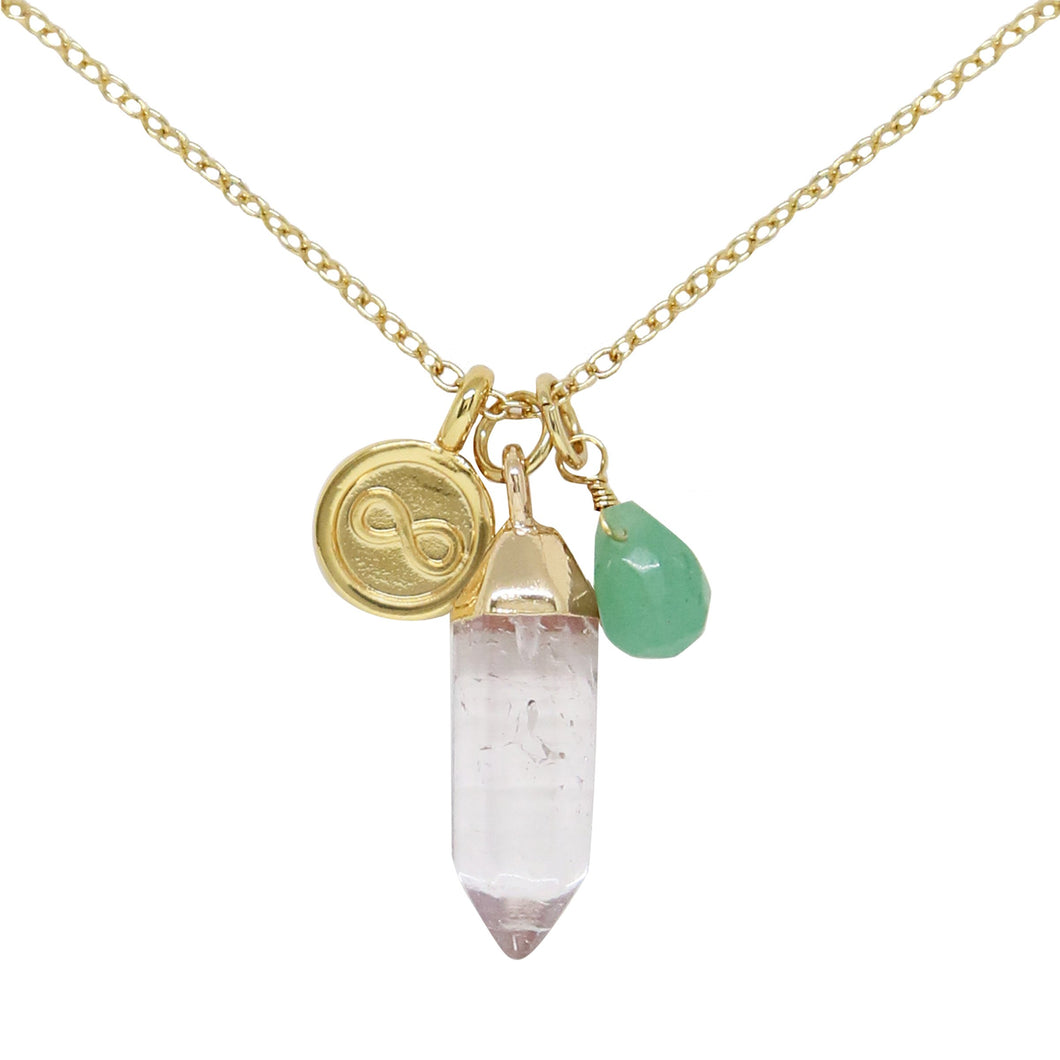 Aventurine & Gold Charm Necklace