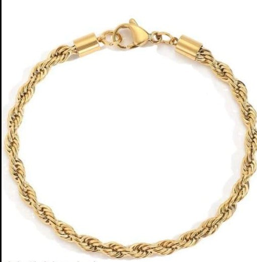 Rope armband gull/silfur